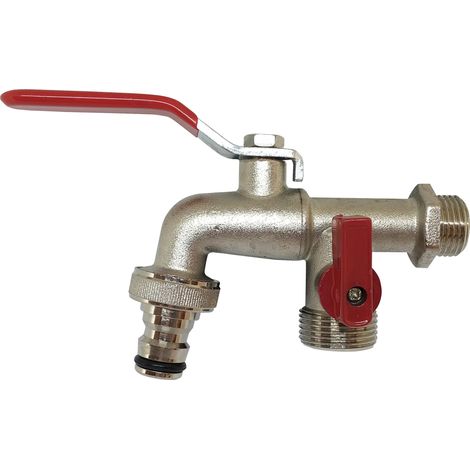 Robinet de puisage 1/4 tour laiton 15x21-20x27 sortie supp.
