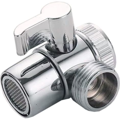 Componente de válvula de ducha de 3 vías, adaptador de cabezal de ducha para brazo de ducha, mezclador de grifo de lavabo, válvula separadora de ducha de cocina (aleación de zinc) (1/4)
