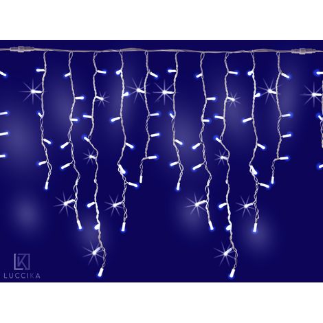Luccika stalattiti tenda a pioggia 3 metri con 228 luci di Natale a Maxi Led Blu con flash Bianco Ghiaccio per esterno e interno Blu 3x1 metri - 228 Maxiled (1/5)