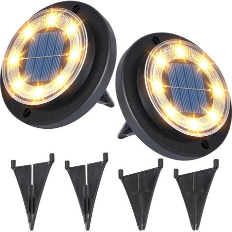 2er-Pack wasserdichte Solar-Bodenleuchten für den Außenbereich – Warmweiße Terrassen- und Wegbeleuchtung (1/5)