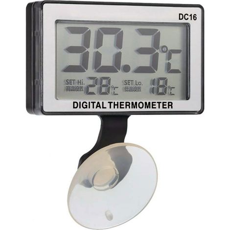 Thermomètre Digital Lcd Submersible Ventouse Alarme Haut Bas Aquarium Poissons