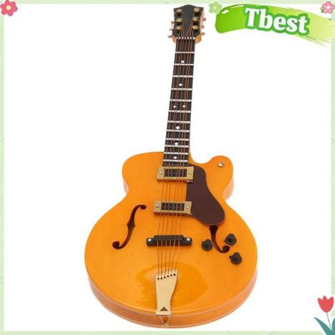 Modele De Guitare Electrique - Bois Tilleul - Or - 18 Cm - Decoration Bureau Bibliotheque - 1 Piece (1/5)