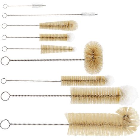 Brosse à biberon, lot de 9 brosses multifonctions pour biberons avec embout en coton doux, brosse de nettoyage pour biberons, verres à vin, carafes, becs de théières-AquaForge