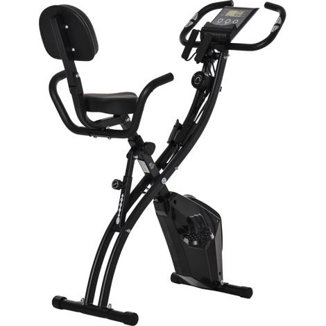 Vélo d'appartement 2-en-1 pliable avec 8 niveaux de résistance magnétique. Livré avec une paire de cordes de tension pour entraînement