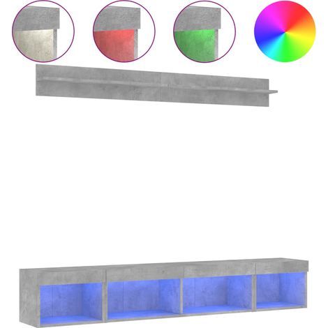 Maison Exclusive - 5-tlg. Wohnwand mit LED-Beleuchtung Betongrau