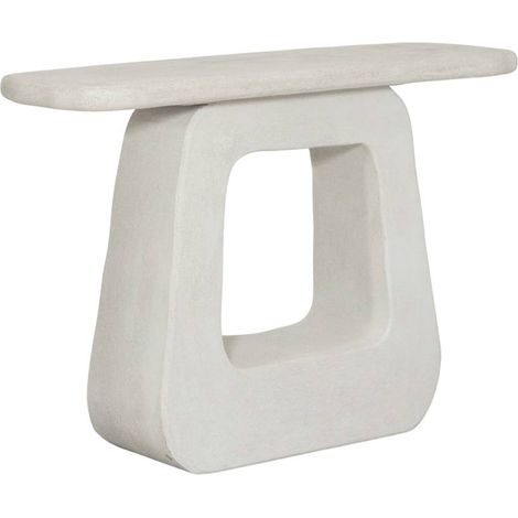 Made In Meubles – Console pied central en MDF blanc effet béton – Dimensions 81x119x38cm – Design épuré pour entrée ou salon – Collection Danaé (1/5)