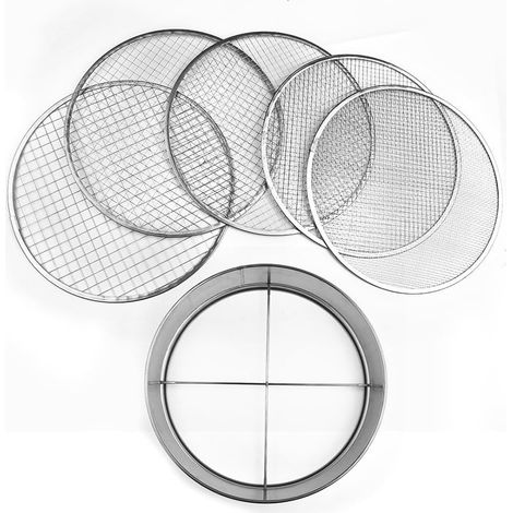 Tamis de sol de jardin en acier inoxydable 30 cm avec 5 inserts en maille interchangeables 3-12 mm sable de compost pour gravier (1/5)