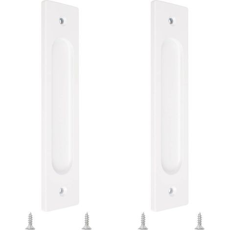 MOROBOR Lot de 2 poignées de porte coulissante encastrées rectangulaires en alliage d'aluminium avec vis de montage pour porte de grange coulissante 180 mm W-MF002343-EU Blanc Chaud (1/5)