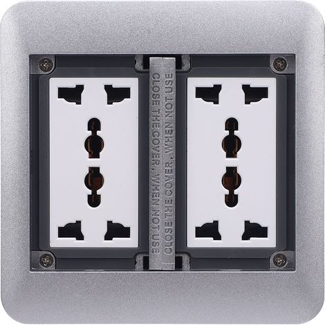 Prise de sol encastrable 4000 W, couleur argent, double porte, multifonctionnelle, pour salon et cuisine. (1/5)