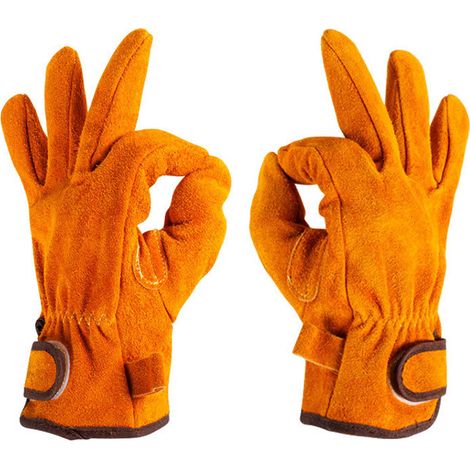Protective and safety supplies for disaster prevention. Cowhide protective gloves for barbecues and outdoor work. (1/5)