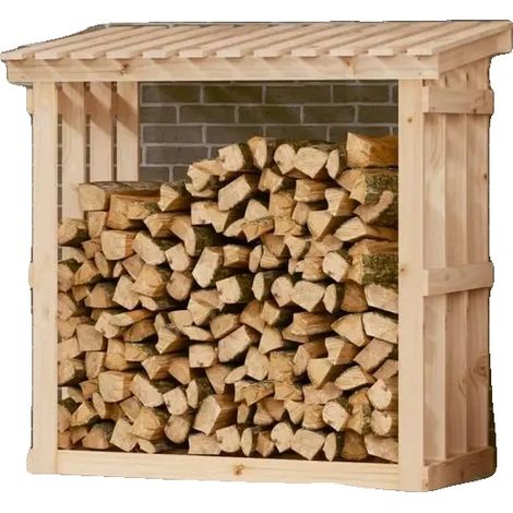 Soporte para leña, fabricado en pino resistente, para uso interior y exterior, Natural (1/2)