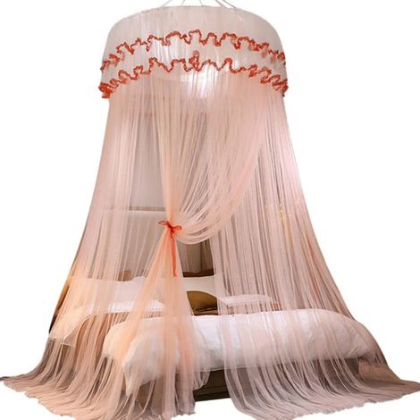 Ciel de lit enfant 1202701200cm, moustiquaire suspendue, rideau de lit rond, convient aux lits simples et doubles (orange).