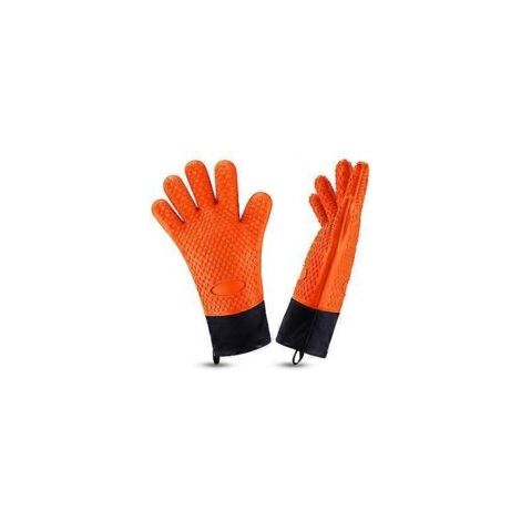 Guantes resistentes al calor para barbacoa, manoplas de silicona para horno con capa interior aislante de algodón, textura antideslizante, fáciles de limpiar, aptas para cocinar y hornear. - Crezuo