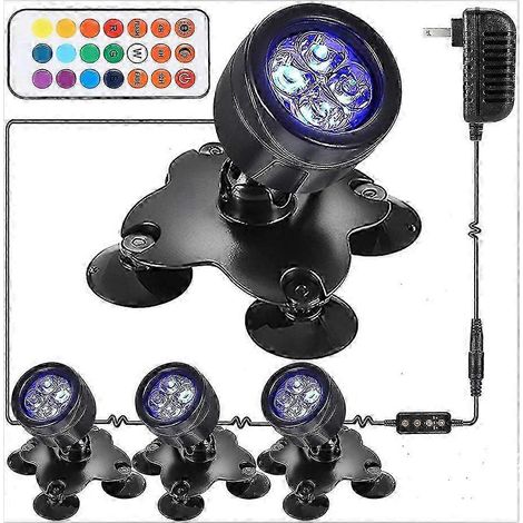 Projecteurs subaquatiques pour bassin, étanches IP68, à couleurs changeantes, avec télécommande, éclairage LED submersible pour fontaine, rotation à 360°.-AquaForge
