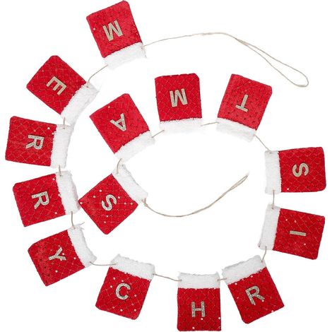 Guirlande murale de Noël en tissu rouge, 130 cm, avec pochettes pour lettres, décoration de Noël pour le bureau et la maison (1/5)