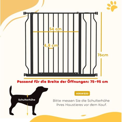 Sicherheitsgitter für Hunde 95x3x76 cm aus Stahl/ABS schwarz, zum Klemmen, für Treppen – MEUBLIV (1/5)