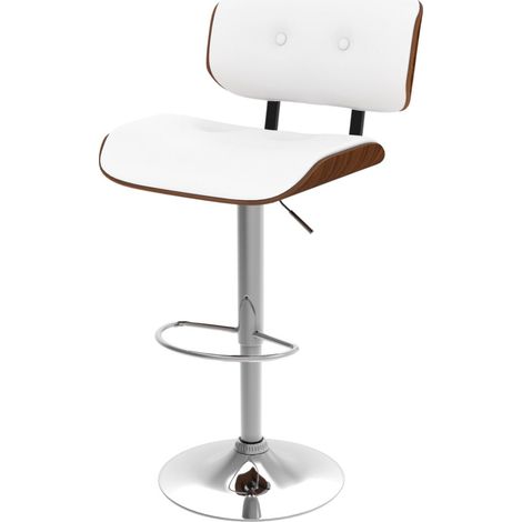 Chaise de bar réglable en PU blanc 65/86 cm - MELCHIOR