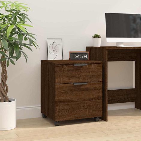 Classeur mobile Meuble de Rangement - Armoire De Bureau avec roues Chêne marron 45x38x54 cm Bois BV261941 - BonneVie (1/5)