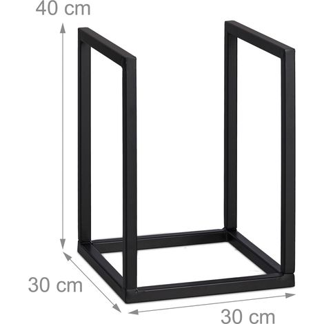 Portalegna compatto moderno per legna da ardere da interno 80 x 30 x 30 cm in ferro nero 130014437