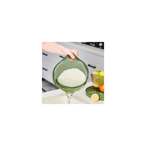 Reiswaschschüssel mit seitlichen Abflusslöchern, Reissieb, Quinoa-Siebkorb, Reiswascher mit Griff, zum Waschen von Gemüse, Hülsenfrüchten, Obst, Nudeln und anderen Utensilien - Crezuo
