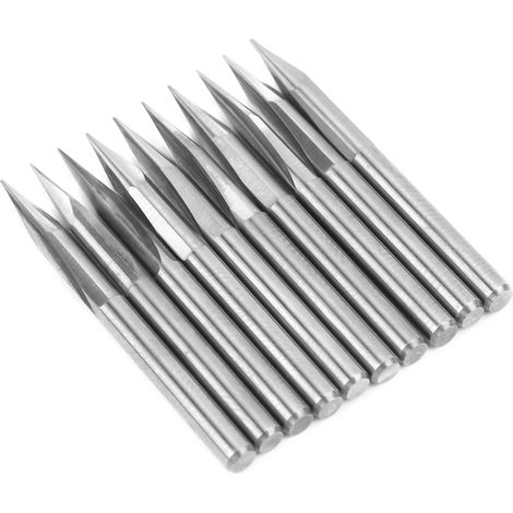 10 fraises en forme de V, queue de 3,175, 2 cannelures, fraises à graver en carbure (20 x 0,5) (1/5)