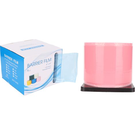 Rouleau de film protecteur jetable 1200 feuilles 10x15cm rose, barrière adhésive pour usage dentaire et tatouage (1/5)