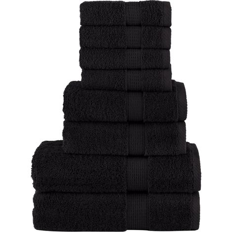 vidaXL Set ASciugamani SOLUND 8 pz Neri 600 gsm (1/5)