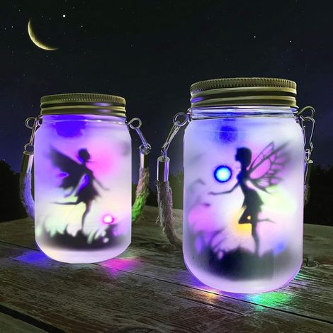 Solar Lantern, Mostof IP44 Waterproof Outdoor Solar Lamp in Mason Jar for Patio, Lawn, Party Lights, Garden Decoration (Colorful) (1/5)