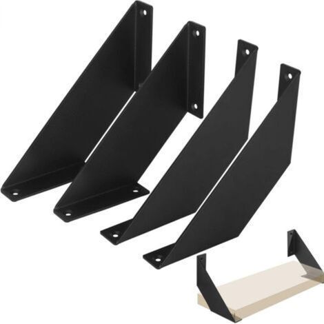 Equerre Etagere Murale,4 Pièces Noir Support D’étagère,Taquet Lourd Etagere,Equerre Étagère,Support Etagere Murale,Etagere Angle Murale,pour Chambre,Cuisine Bureau Bibliothèque (1/4)