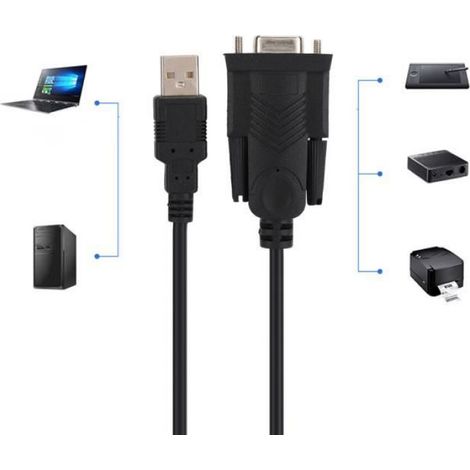Qiilu Câble de port série USB 2.0 vers RS232 Câble de Port Série USB 2.0 à RS232 Convertisseur DB9 Câble de Connecteur Femelle (1/4)