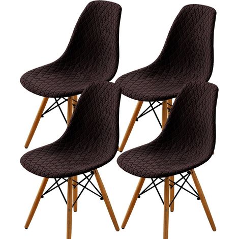 Coprisedie a conchiglia, stile medievale-moderno, jacquard, senza braccioli, lavabili, adatti per cucine e sale da pranzo (colore caffè, confezione da 4). (1/5)