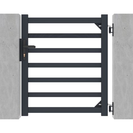 Casanoov – Portillon aluminium 1m gris anthracite – Largeur 93 cm – Hauteur 109.6 cm – Espace entre barreaux 11 cm – Installation facile - 100P110