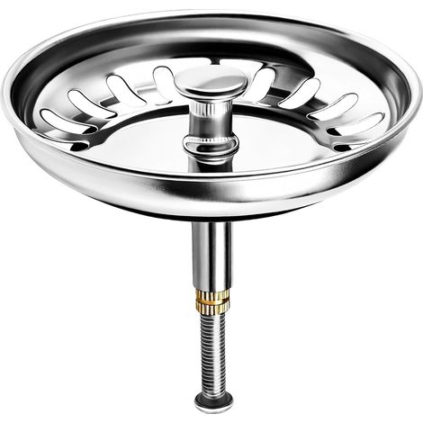 Bouchon Évier Cuisine Filtre avec Goupille Réglable 82 mm, Bouchon evier Cuisine et Filtre evier Cuisine, Goupille Réglable, pour Bonde Évier Cuisine et Lave-Vaisselle, Inclus Vis 30+50 mm (1/5)