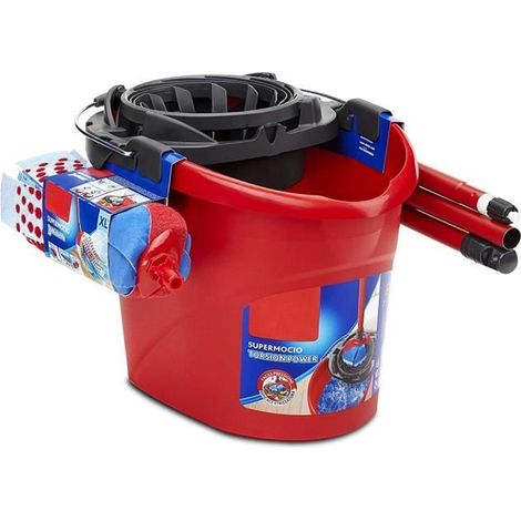 Ensemble complet de seau avec balai à franges, poignée et essoreuse torsion, capacité 10 L -JUANIO (1/4)