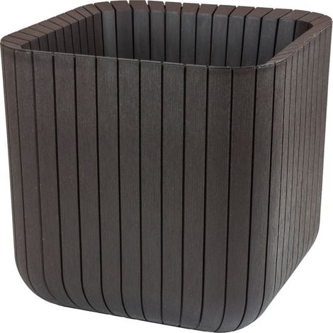 Keter – Vase cube 39,5x39,5 h en polypropylène effet bois – Résistant aux chocs et intempéries – Design moderne pour intérieur et extérieur (1/9)