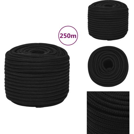 Corde de travail Noir 14 mm 250 m Polyester - Corde De Travail - Corde Tressée - Polyester - Corde Noire - Outillage Bricolage (1/5)