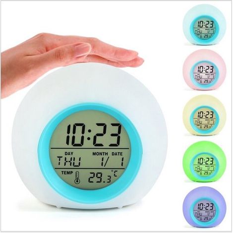 Reloj despertador digital LED para niños con luz nocturna - Azul (1/5)