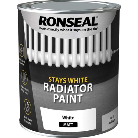 Ronseal Stays White Radiator Paint - White - 750ml - Matt