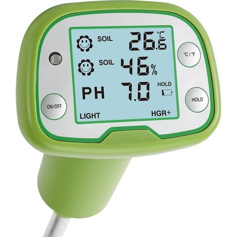 Testeur de sol 4 en 1 avec écran LCD rétroéclairé Humidimètre numérique 4 en 1 pour le pH, la température, la lumière du soleil Jardinage, agriculture, entretien de la pelouse et plantes (1/5)