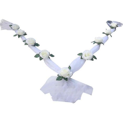 Ornements de flotteur de voiture de mariage, ornements de voiture de mariage romantiques de luxe blancs (1/5)