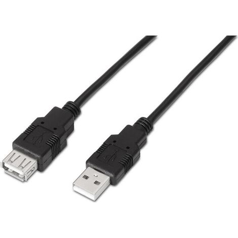 Cable Alargador USB 2.0 Aisens A101-0015/ USB Macho - USB Hembra/ 1m/ Negro (1/2)