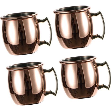 4x Moscow Mule copper mugs, (set of 4) solid copper mugs, handmade - 60 ml (1/4)