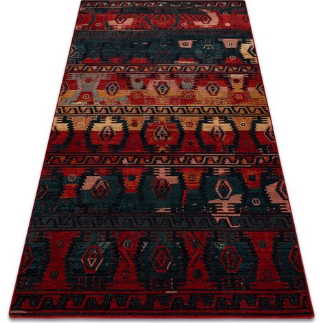 Wool carpet OMEGA TAPAS ethnic, navy blue red 200x300 cm