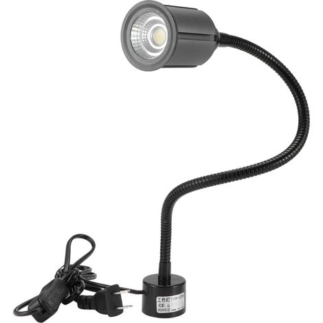Lampe de travail LED 12W avec socle magnétique, col de cygne ajustable pour tour CNC, usage atelier, 110-220V. (1/5)