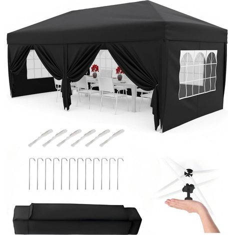 Faltpavillon 3x6m wasserdicht mit 6 Seitenwänden, UV-Schutz 50+, höhenverstellbar (1/5)