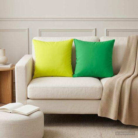 Irovami Lot de 2 housses de coussin, vert, polyester, 40x40 cm (1/5)