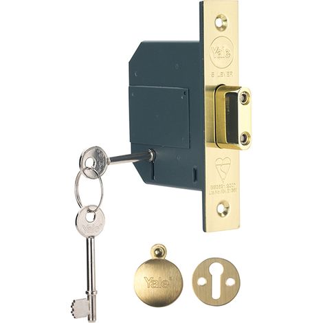 Yale High-Security 5-Lever Mortice Deadlock (PM562) in Polished Brass, 68mm (2.5-inch) for Enhanced Security (1/2)