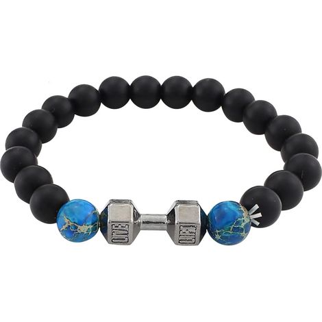 Pierre, perles de roche volcanique, haltères en métal, bracelets de bijoux polyvalents, petites montres pour hommes (B, taille unique)