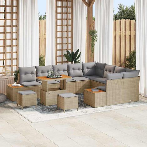 Gartensofa-set 12 pcs Beige Poly-Rattan (1/5)