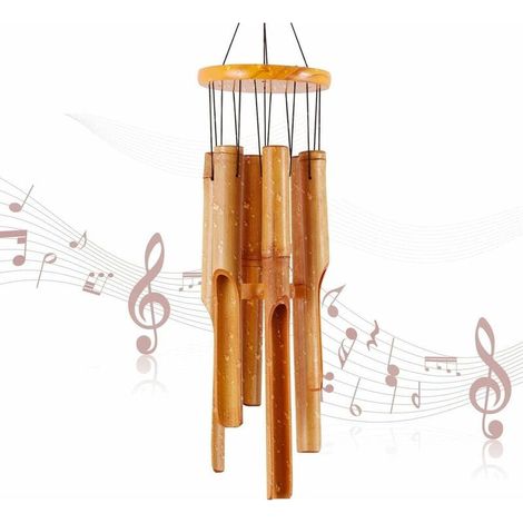 Carillon éolien en bambou - Cadeau commémoratif - Carillon éolien en bois - Grand carillon intérieur et extérieur - 81 cm - Pour jardin, cour, terrasse et décoration d'intérieur (1/5)